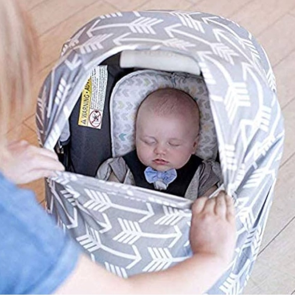 Grey and white nursing cover or car seat cover